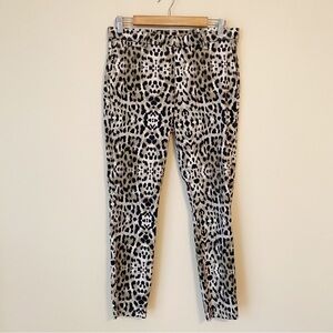 HUE Leopard Print Denim Stretch Leggings Jeggings - Large